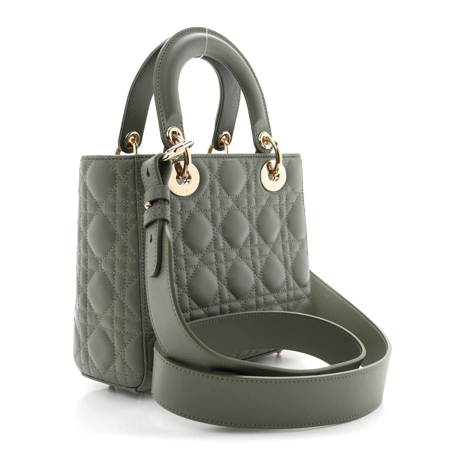 Christian Dior Lambskin Cannage Small My ABCDior Lady Dior Peyote Green 3 of 12