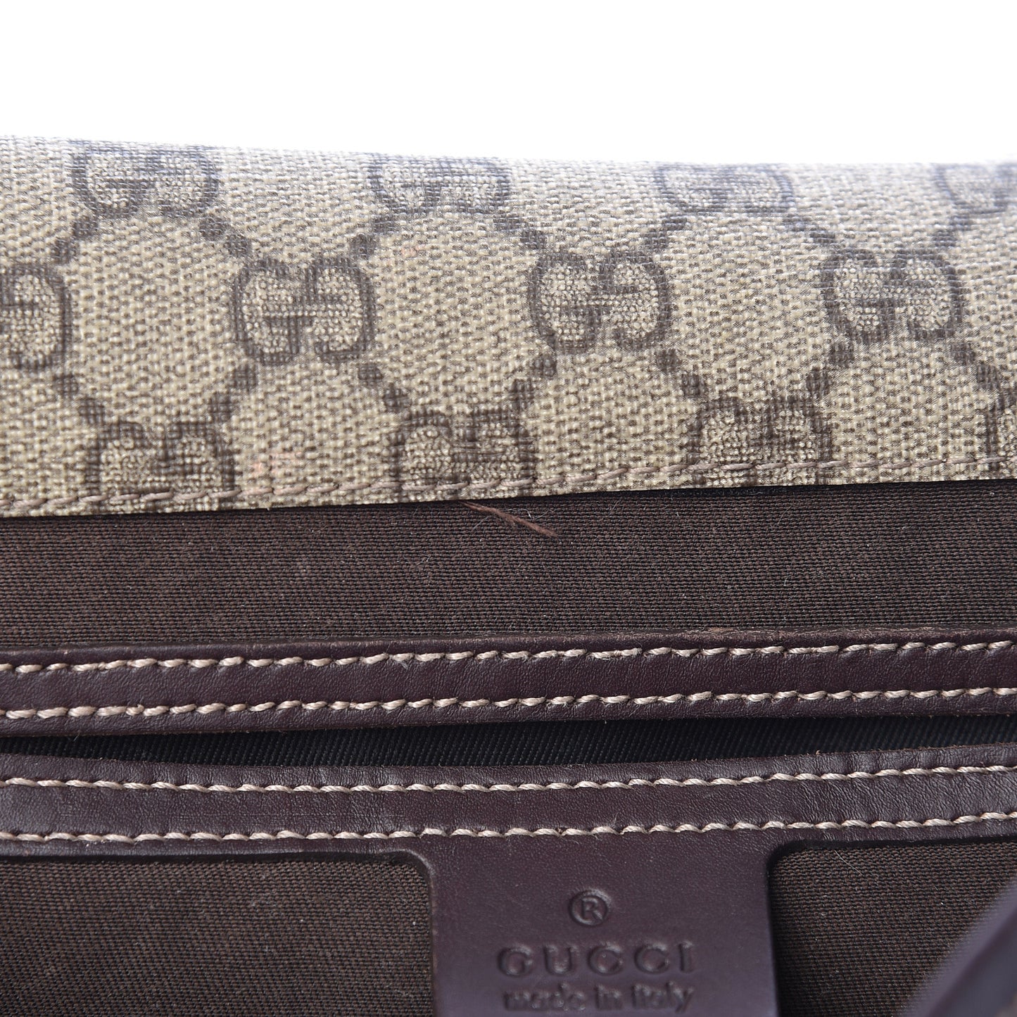 GG Plus Monogram Medium Double Buckle Flap Messenger Bag Beige Dark Brown