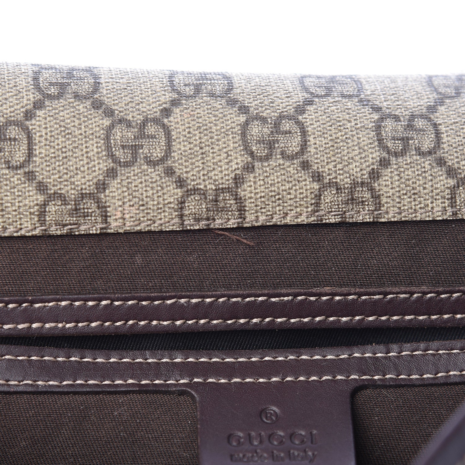 Gucci GG Plus Monogram Medium Double Buckle Flap Messenger Bag Beige Dark Brown 8 of 19