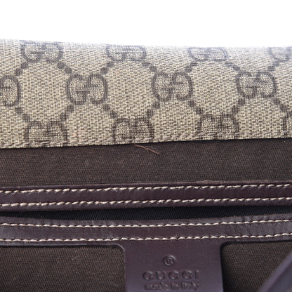 Gucci GG Plus Monogram Medium Double Buckle Flap Messenger Bag Beige Dark Brown 8 of 19