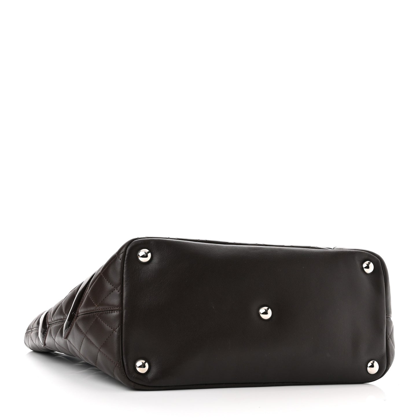 Calfskin Quilted Large Cambon Tote Brown