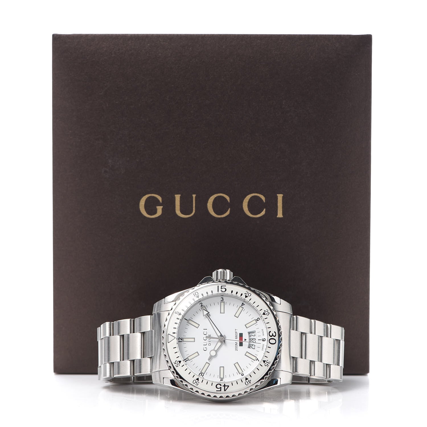 Gucci Stainless Steel 40mm Dive Quartz Watch White 6 of 6