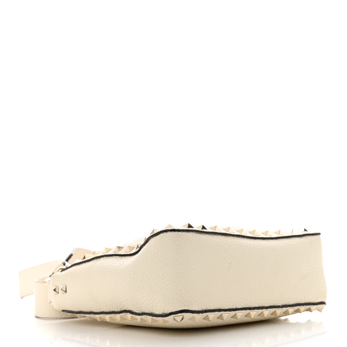Pebbled Calfskin Mini Rockstud Flip-Lock Messenger Bag Light Ivory