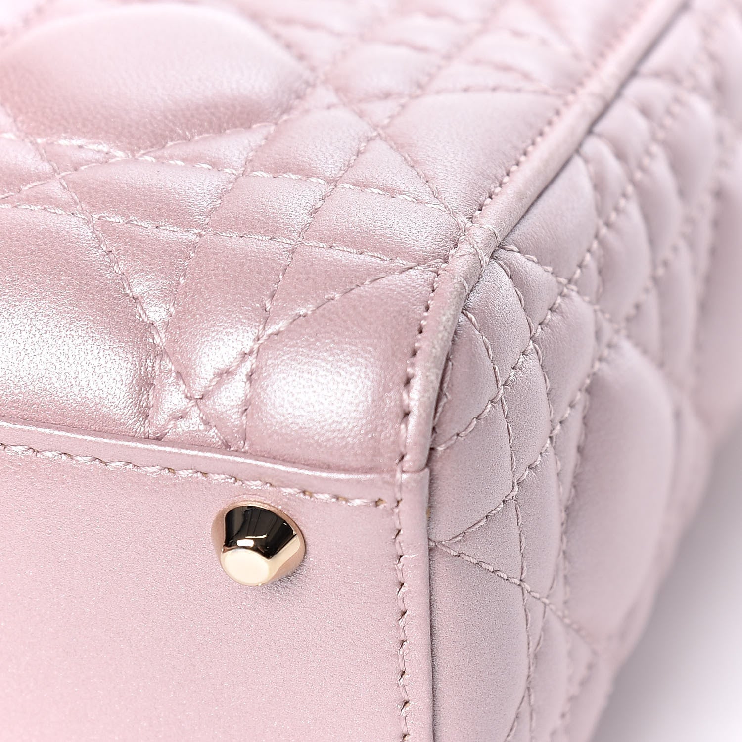 Christian Dior Metallic Lambskin Cannage Mini Lady Dior Lotus 10 of 14