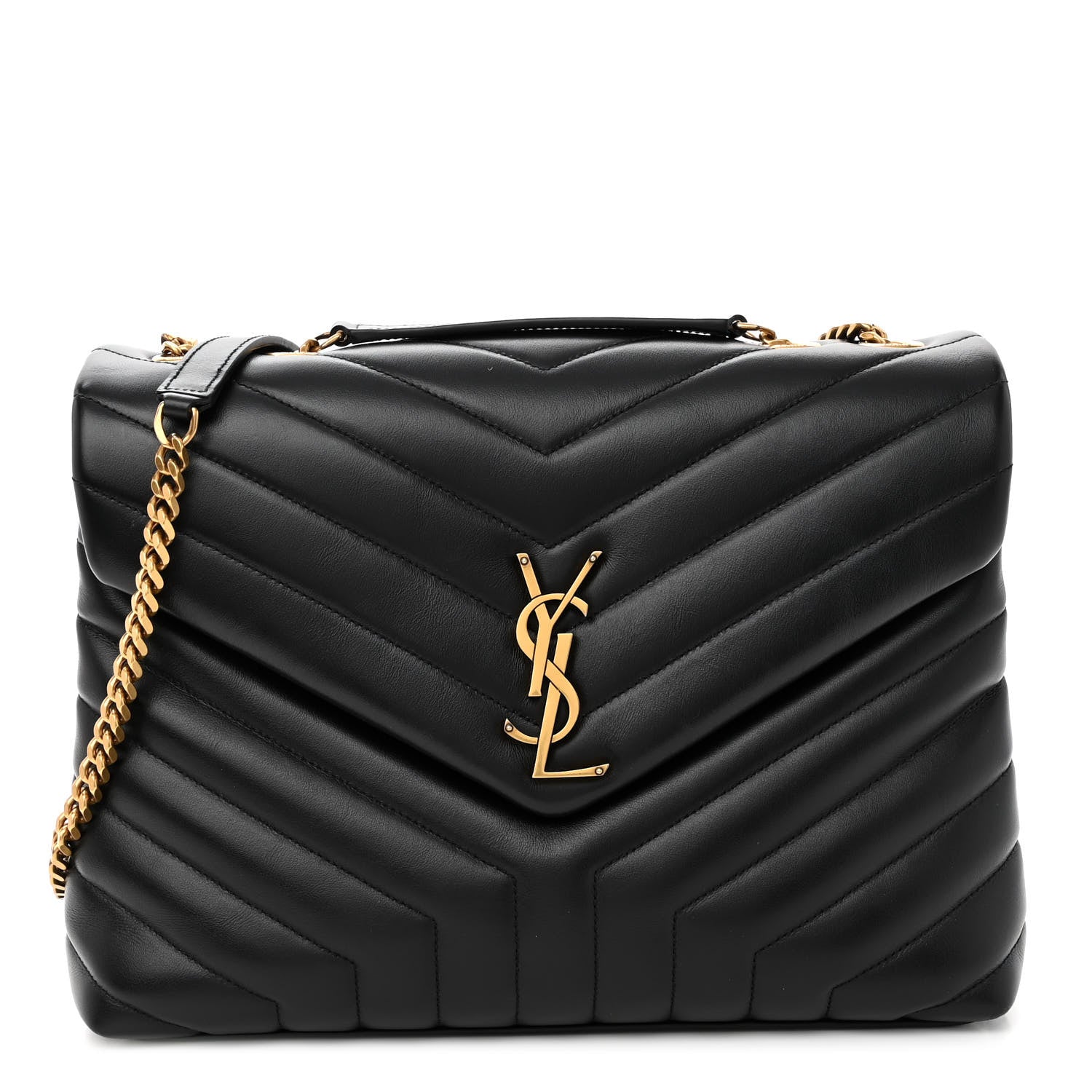 Saint Laurent Calfskin Y Quilted Monogram Medium Loulou Chain Satchel Black 1 of 9