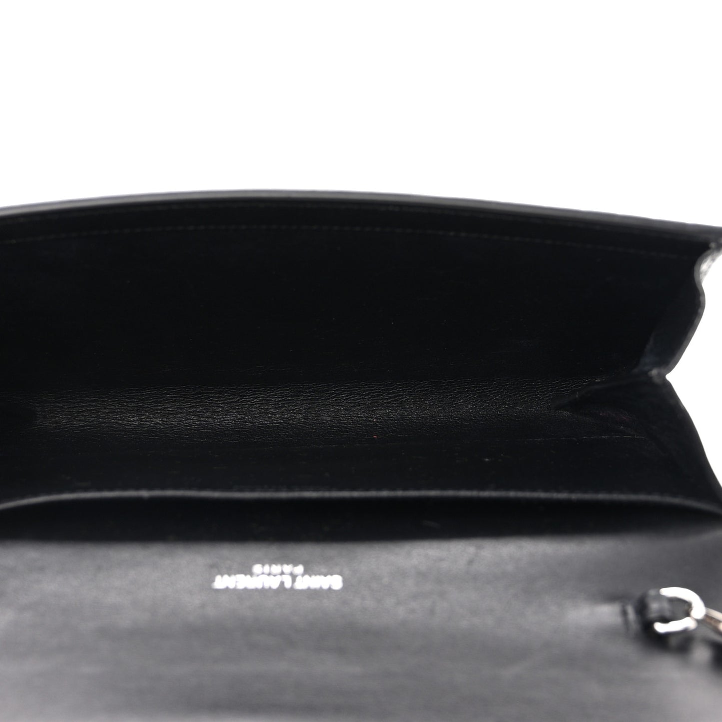 Calfskin Crocodile Embossed Monogram Uptown Chain Wallet Black