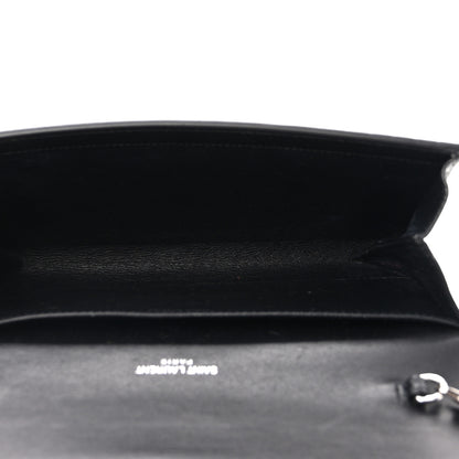Saint Laurent Calfskin Crocodile Embossed Monogram Uptown Chain Wallet Black 5 of 11