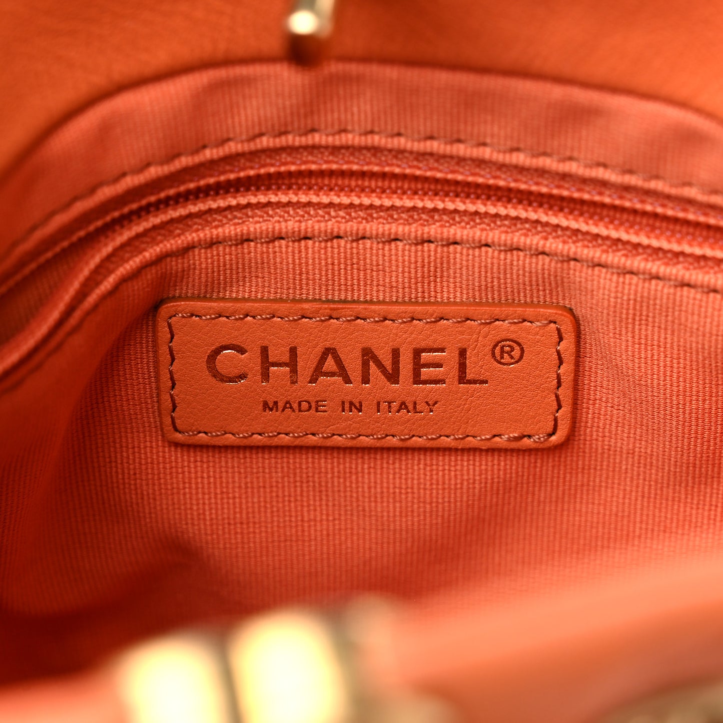 Calfskin Quilted Small CC Chain Bucket Backpack Orange