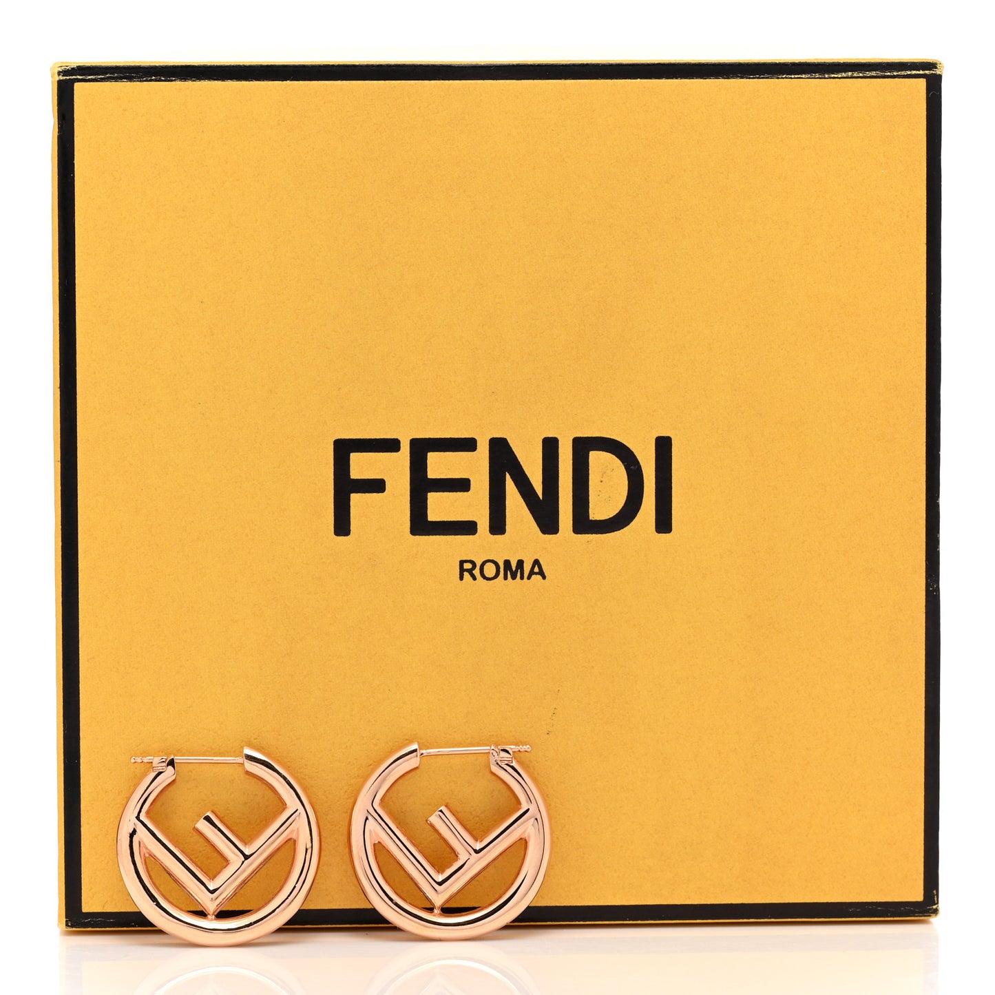 Metal FF Hoop Earrings Gold