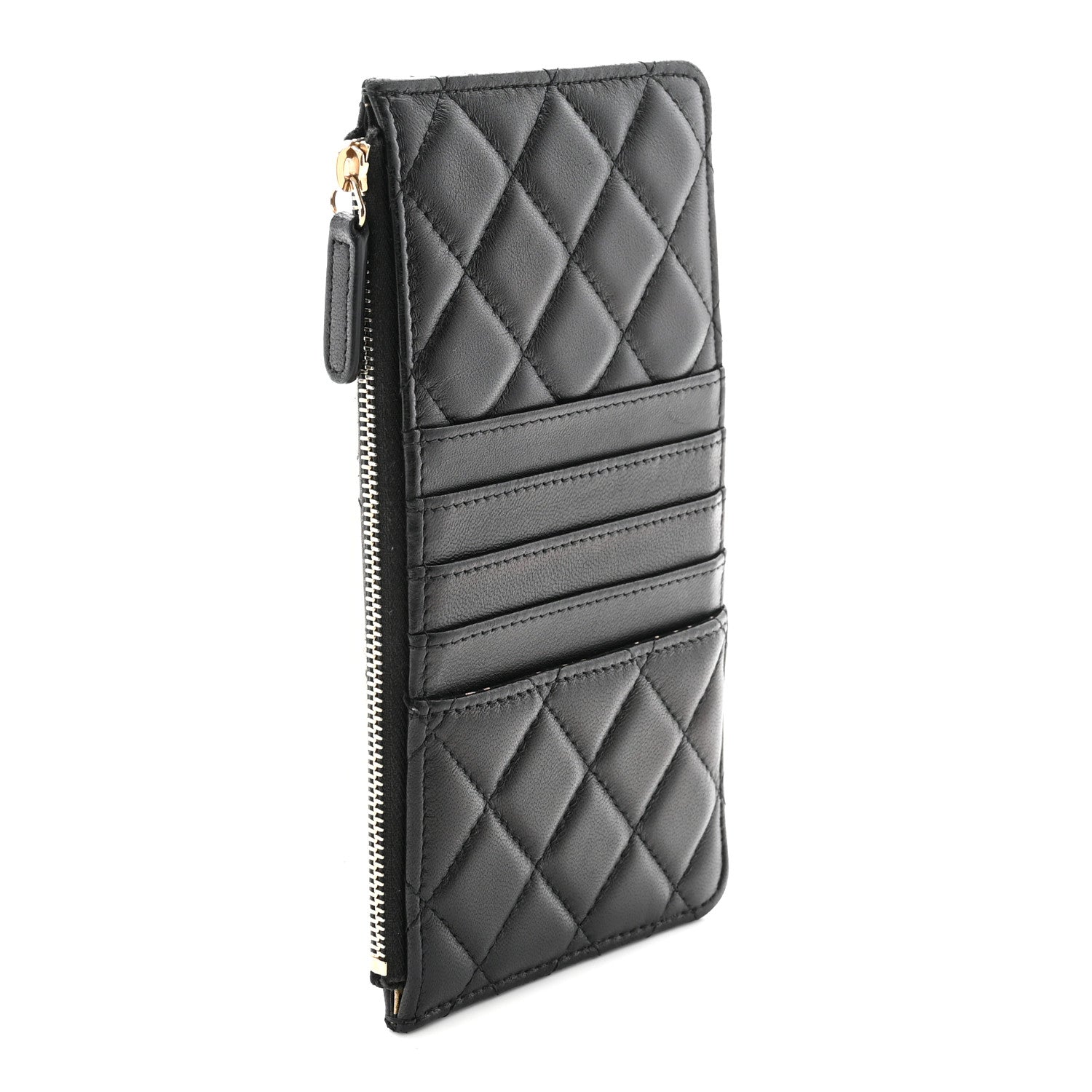 Chanel Lambskin Quilted Egyptian Amulet Classic Flat Wallet Pouch Black 3 of 7