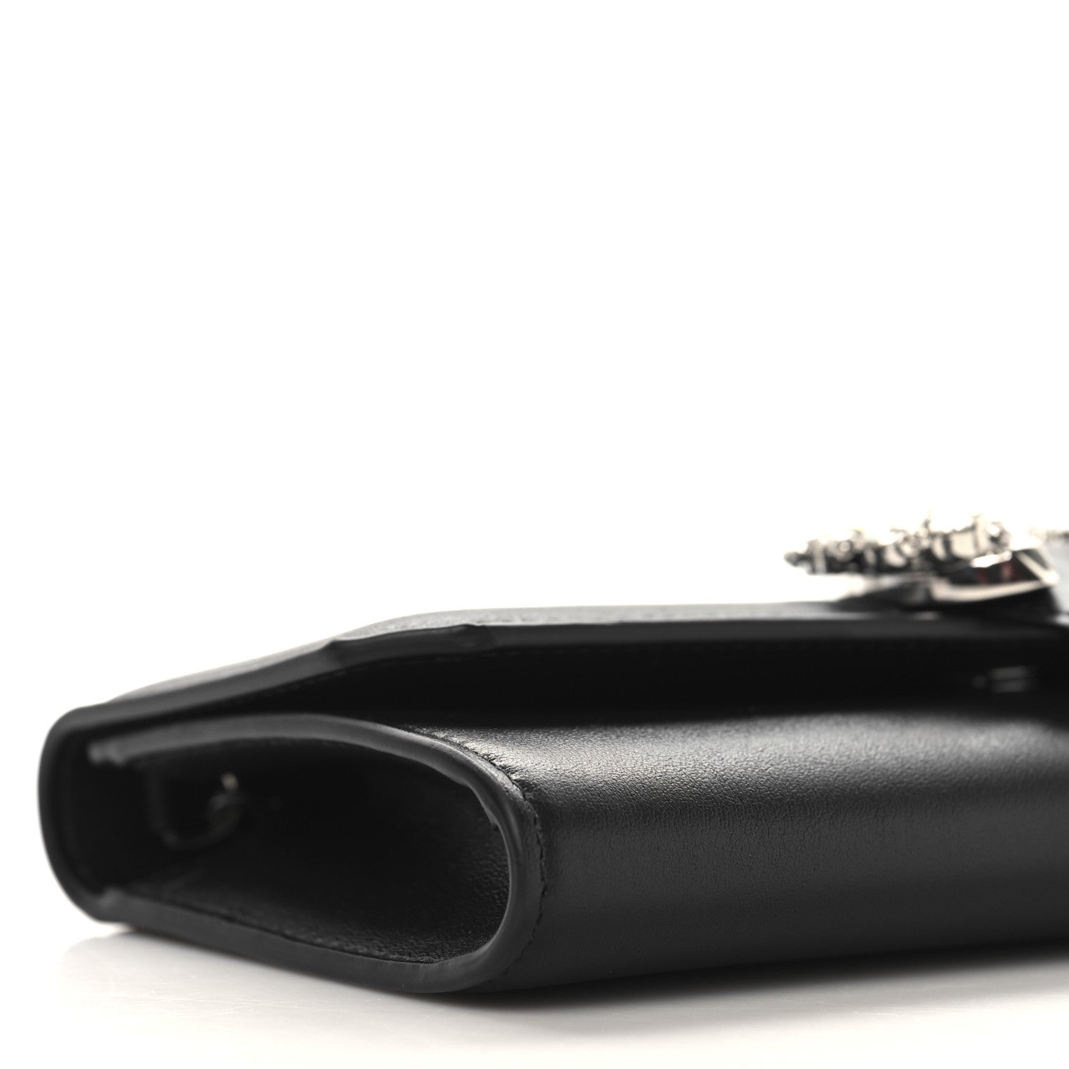 Jimmy Choo Smooth Calfskin Crystal Embellished Chain Wallet Black 8 of 10