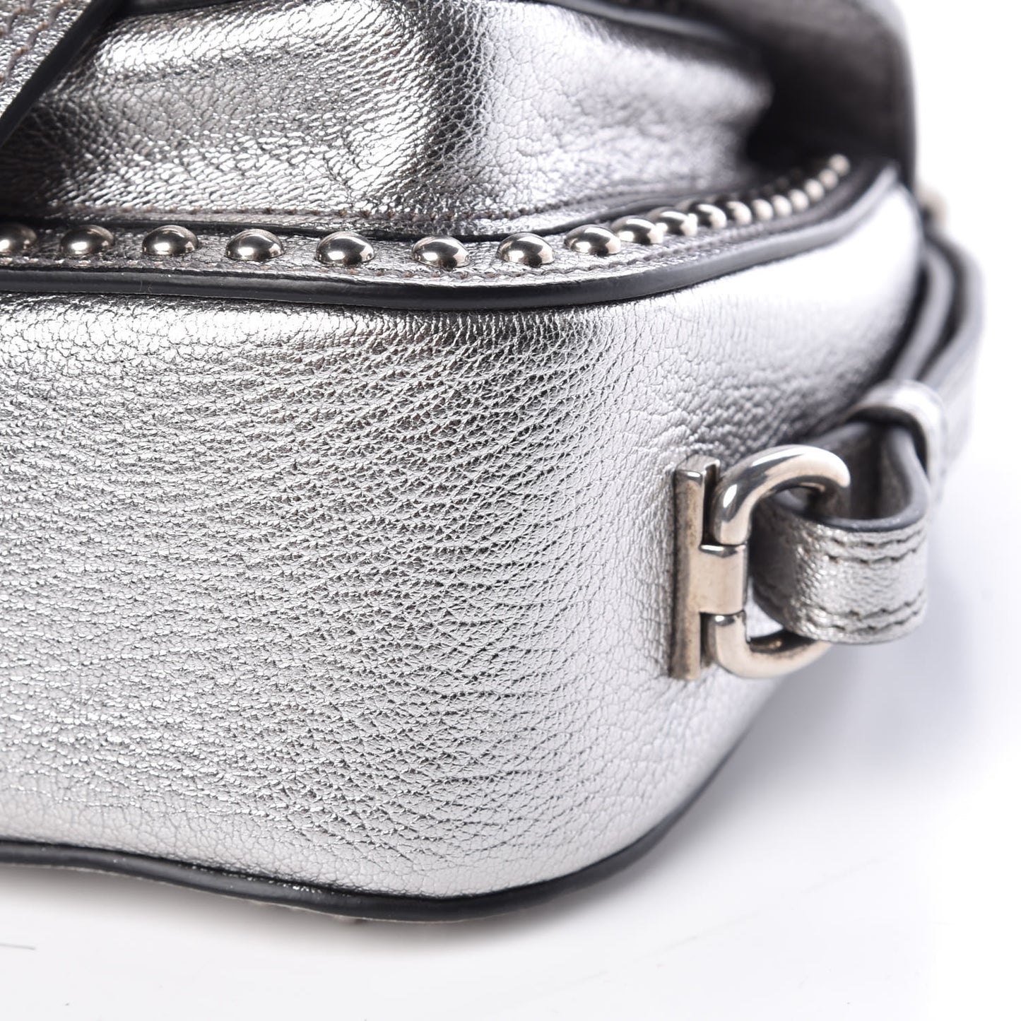 Goatskin Madras Soft Calfskin Crystal Embellished Dahlia Shoulder Bag Chrome