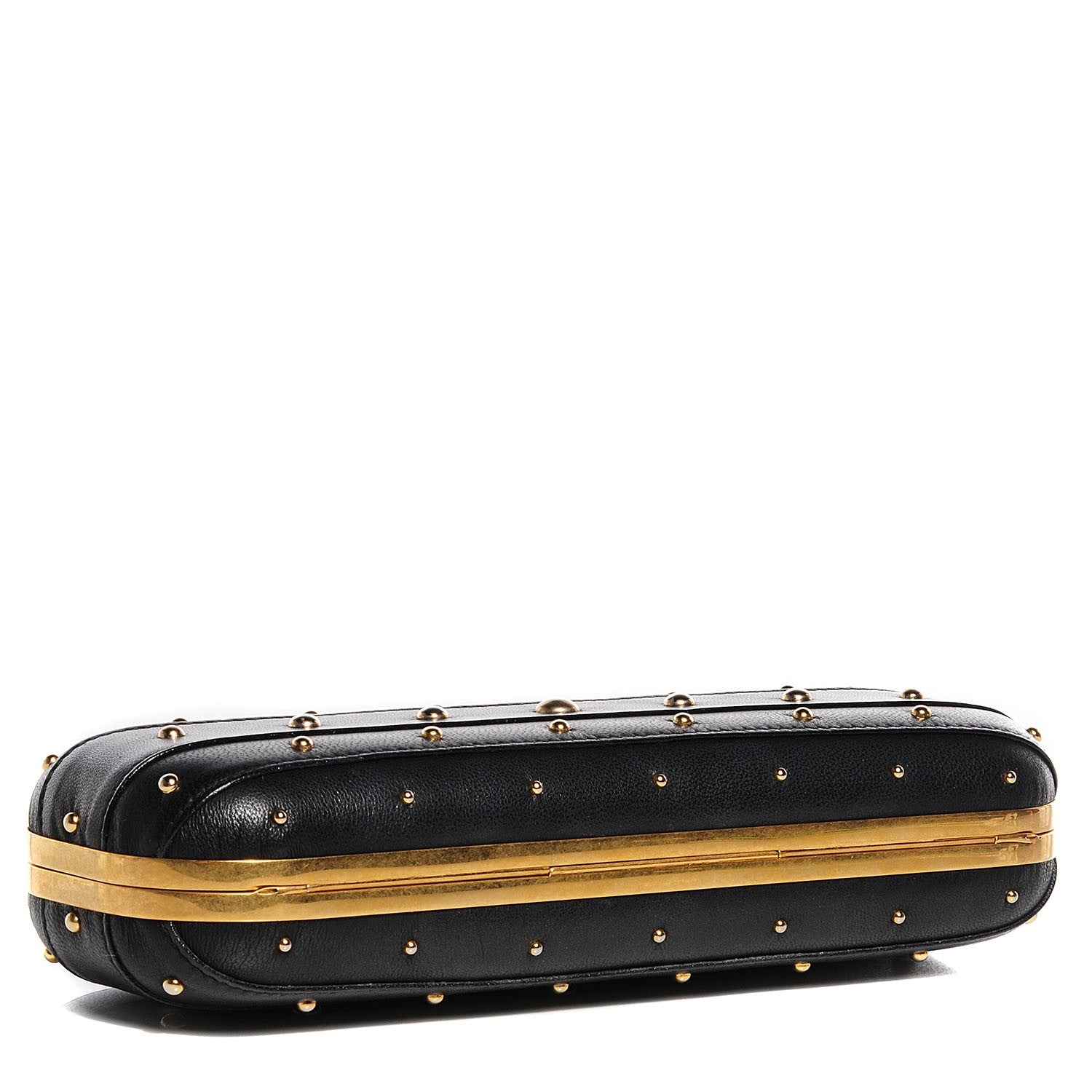 Alexander McQueen Nappa Leather Studded Skull Knuckle Box Long Clutch Black 4 of 8