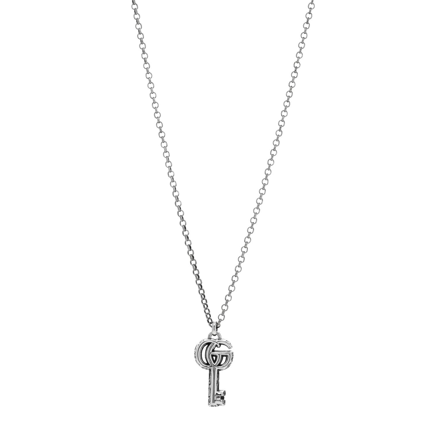 Gucci Sterling Silver Double G Key Pendant Necklace 1 of 5