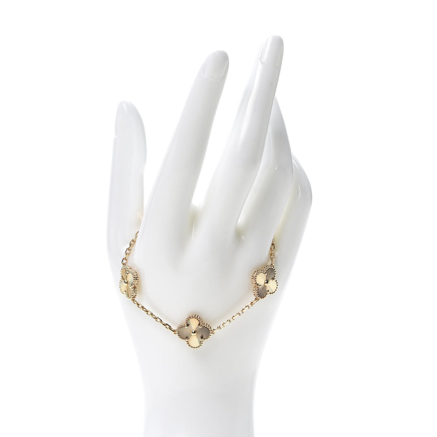 18K Yellow Gold 5 Motifs Guilloche Vintage Alhambra Bracelet