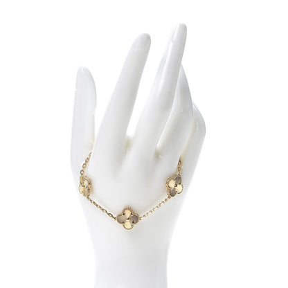 Van Cleef & Arpels 18K Yellow Gold 5 Motifs Guilloche Vintage Alhambra Bracelet 2 of 8