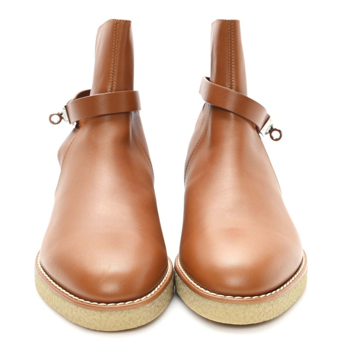 Heritage Calfskin Follow Ankle Boots 40.5 Naturel