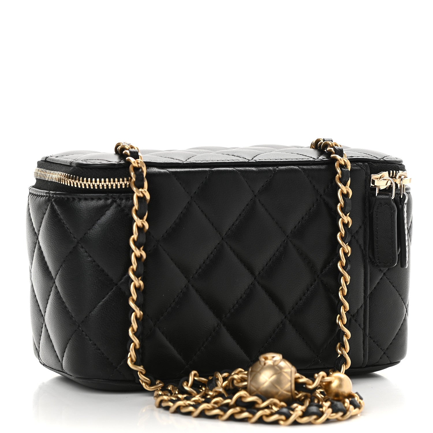 Chanel Lambskin Quilted Pearl Crush Small Vanity Case With Chain Black 3 of 9