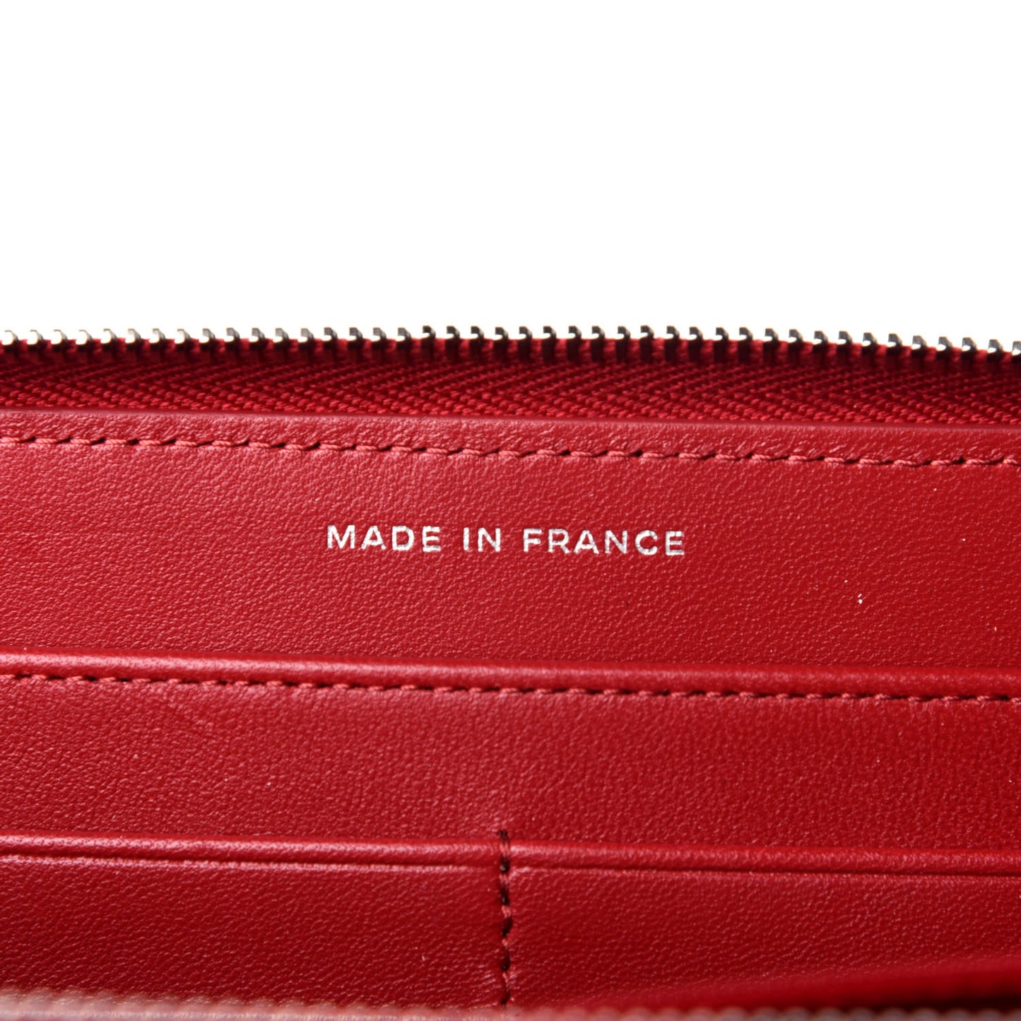 Lambskin Quilted Gusset Zip Around Wallet Red