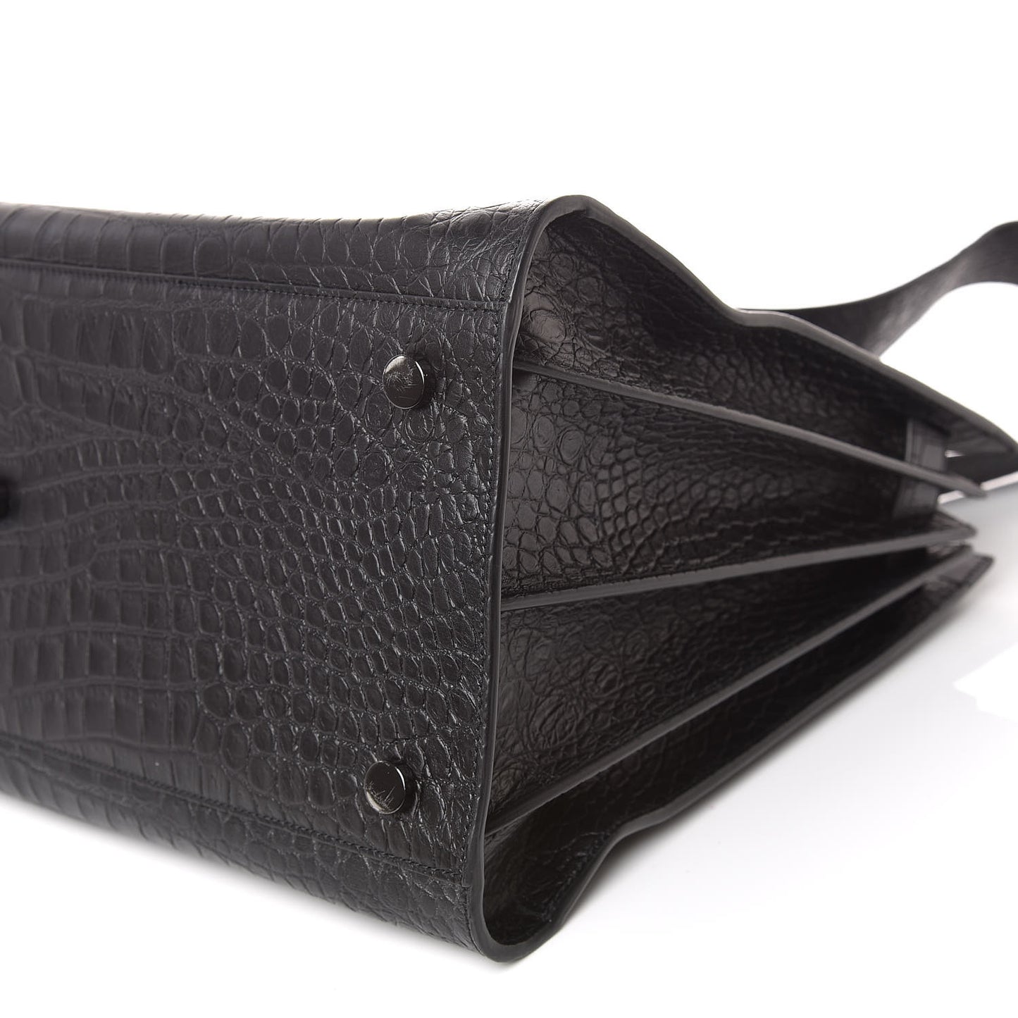 Calfskin Crocodile Embossed Large Sac De Jour Carryall Black