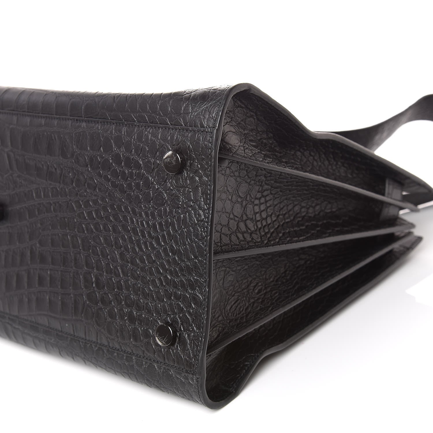 Saint Laurent Calfskin Crocodile Embossed Large Sac De Jour Carryall Black 9 of 11