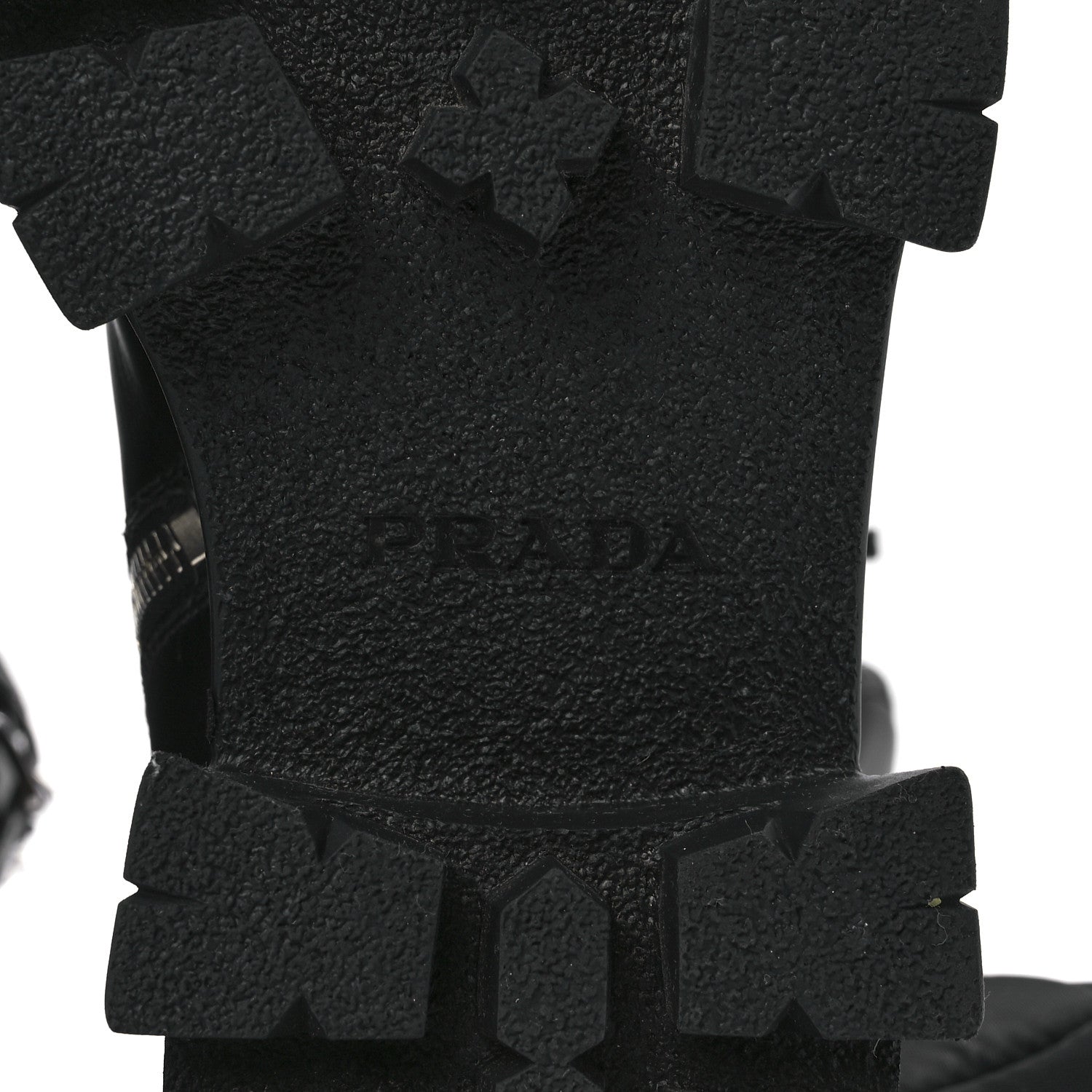 Prada Vitello Lux Nylon Metal Triangle Logo Monolith Pouch Pocket 55mm Tall Combat Boots 39 Black 6 of 7