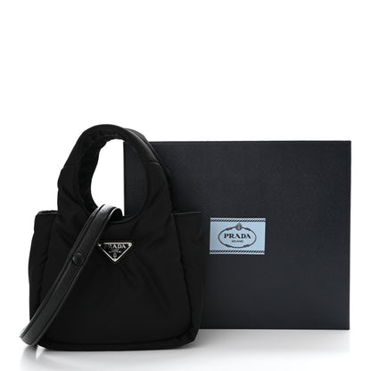 Prada Re-Nylon Soft Padded Small Double Handled Shoulder Bag Black 10 of 10