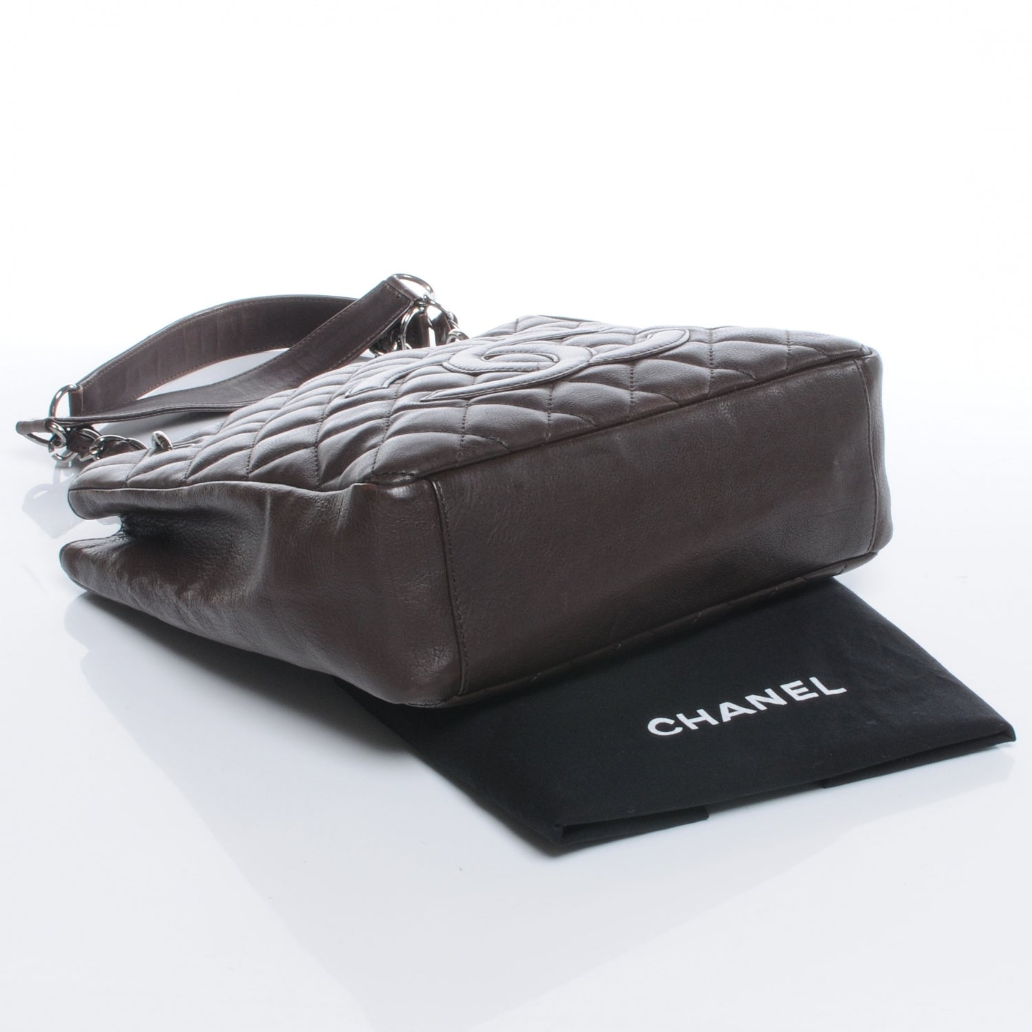 Chanel Calfskin Petit Shopping Tote PST Dark Brown 4 of 8