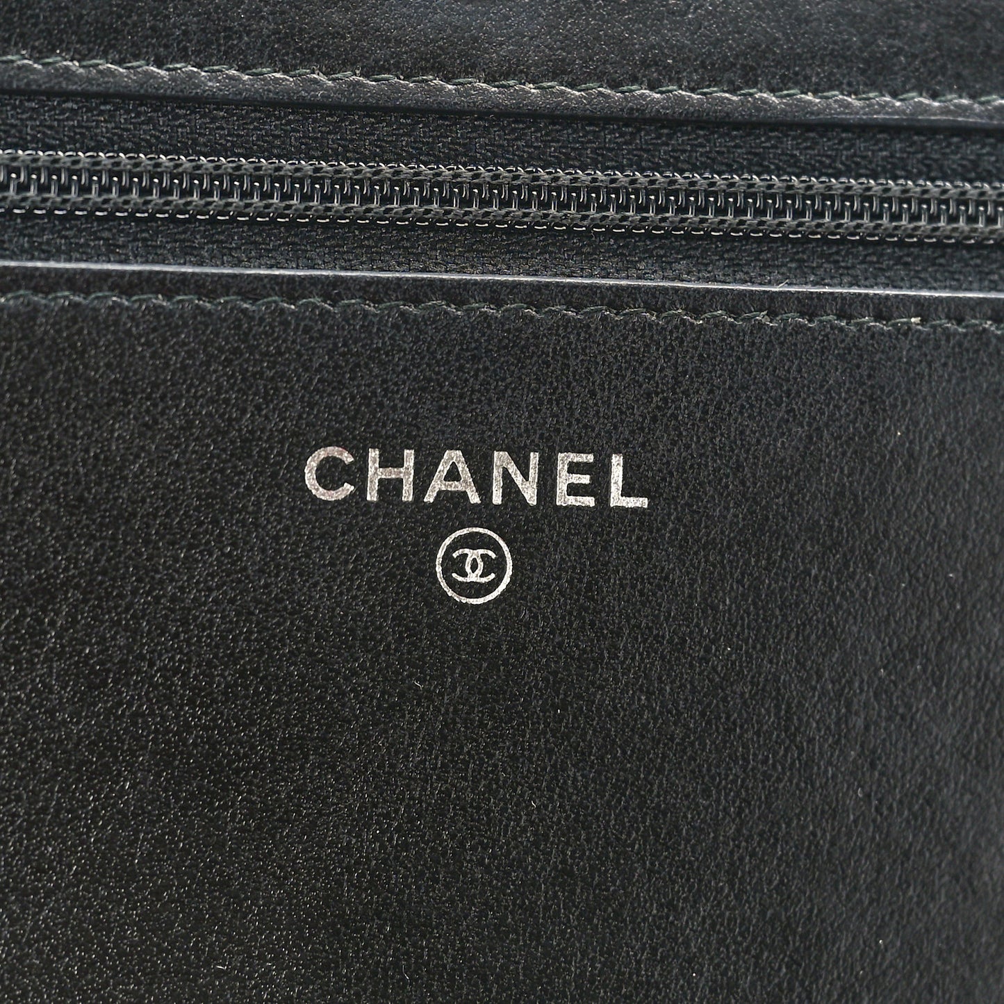 Calfskin Diagonal Chevron Quilted Tassel Wallet On Chain WOC Black