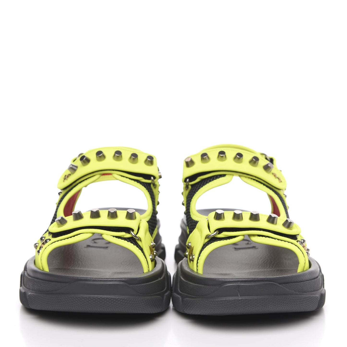 Technical Canvas Calfskin Studded Mens Aguru Sandals 11 Neon Yellow