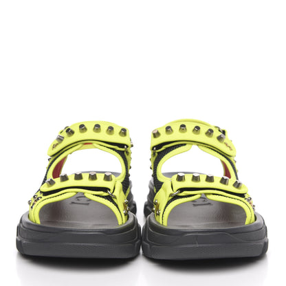 Gucci Technical Canvas Calfskin Studded Mens Aguru Sandals 11 Neon Yellow 2 of 8
