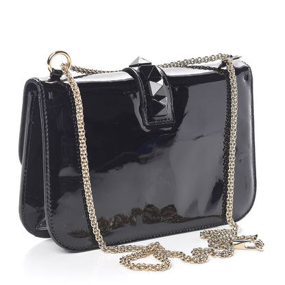 Valentino Garavani Patent Monochrome Medium Glam Lock Rockstud Flap Black 3 of 9