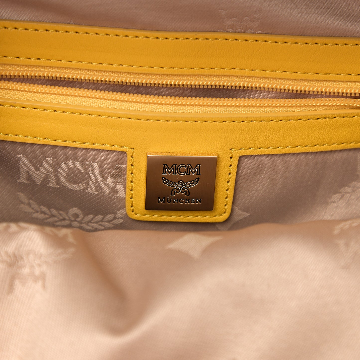 Coated Canvas Diamond Print Small Backpack Yellow