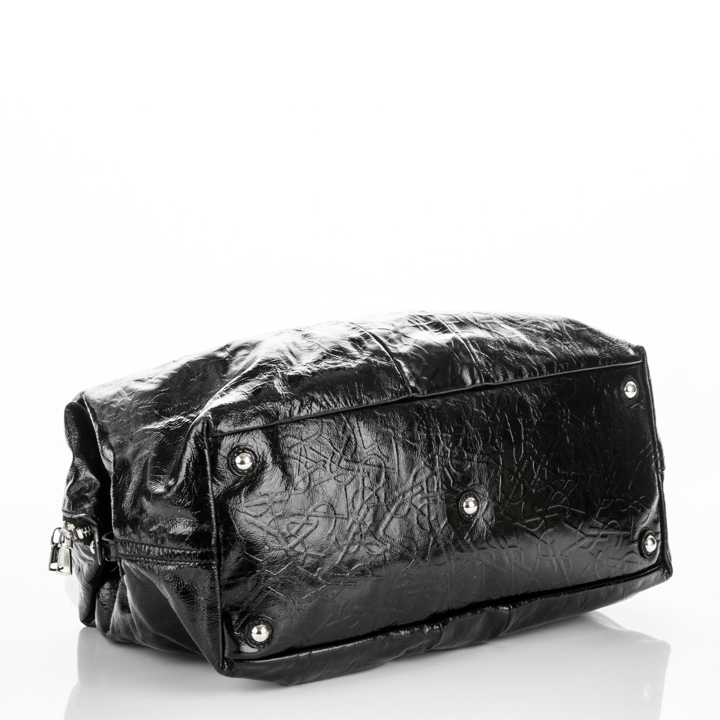 Embossed Patent Medium Easy Y Bag Black