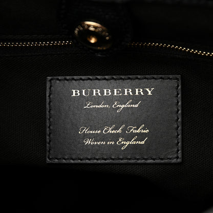 Burberry Derby Calfskin House Check Medium Banner Tote Black 5 of 9