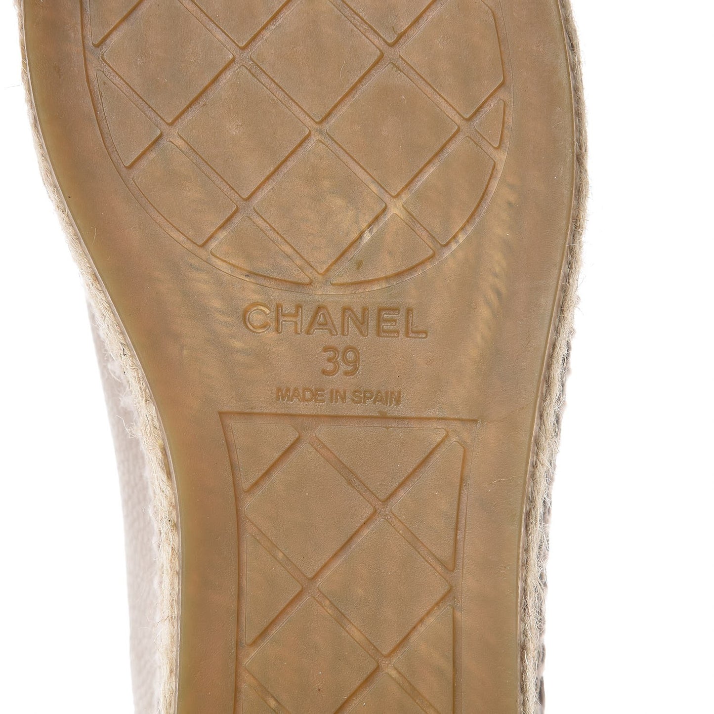 Grained Calfskin CC Espadrilles 39 Beige Black
