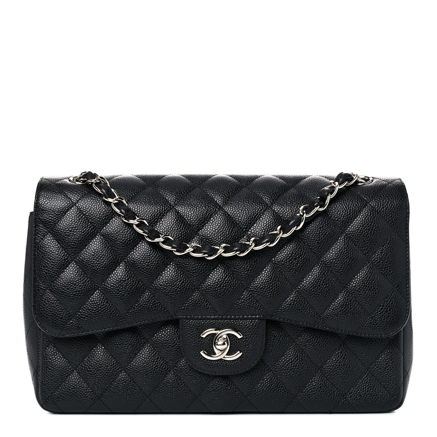 Caviar Quilted Jumbo Double Flap Black
