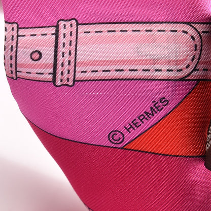 Hermes Silk Clic Clac Modern Cannage Twilly Fuchsia Rouge Rose 5 of 6