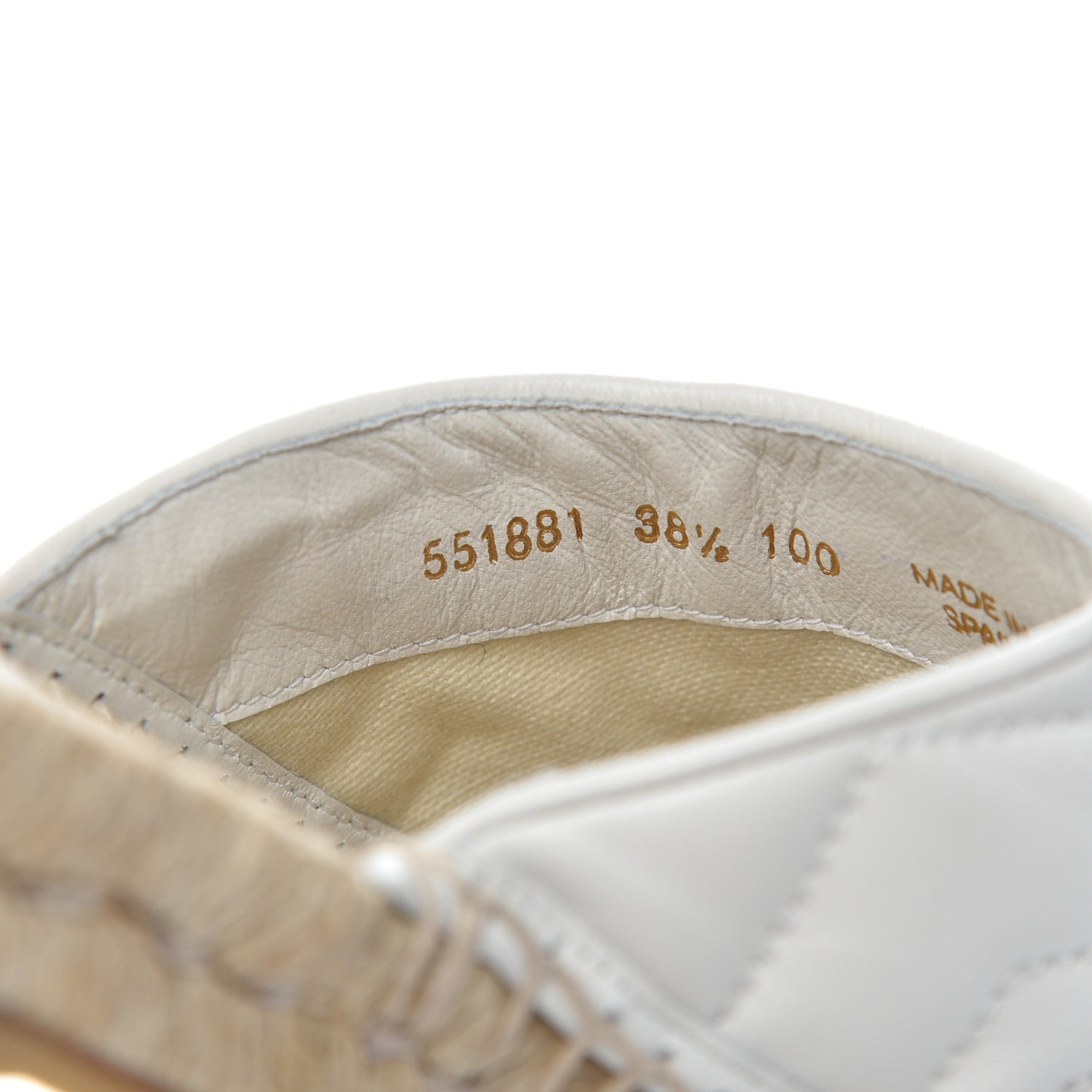 Nappa Matelasse GG Marmont Espadrille Slippers 38.5 Great White