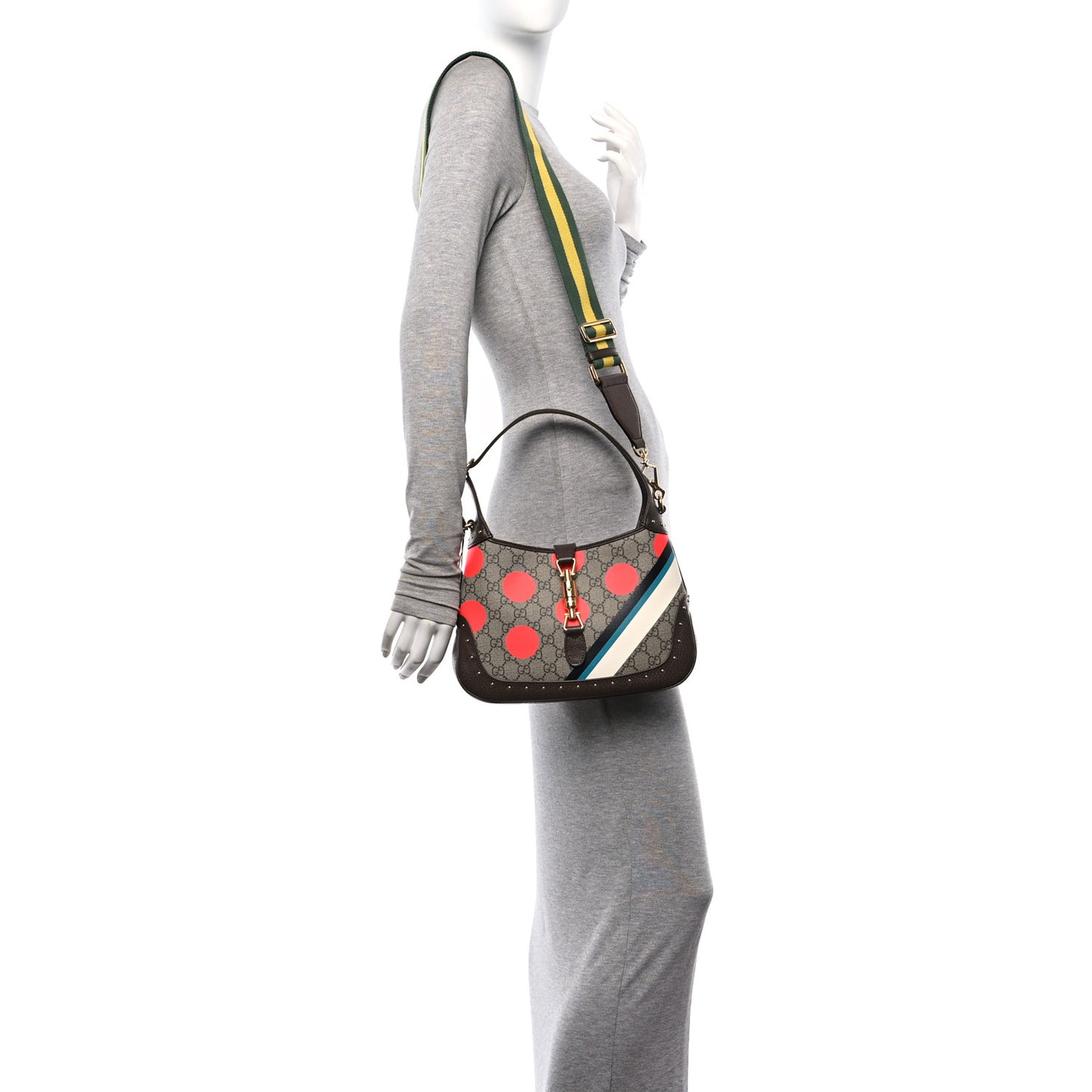 GG Supreme Monogram Web Geometric Small Jackie 1961 Beige Multicolor Brown Sugar