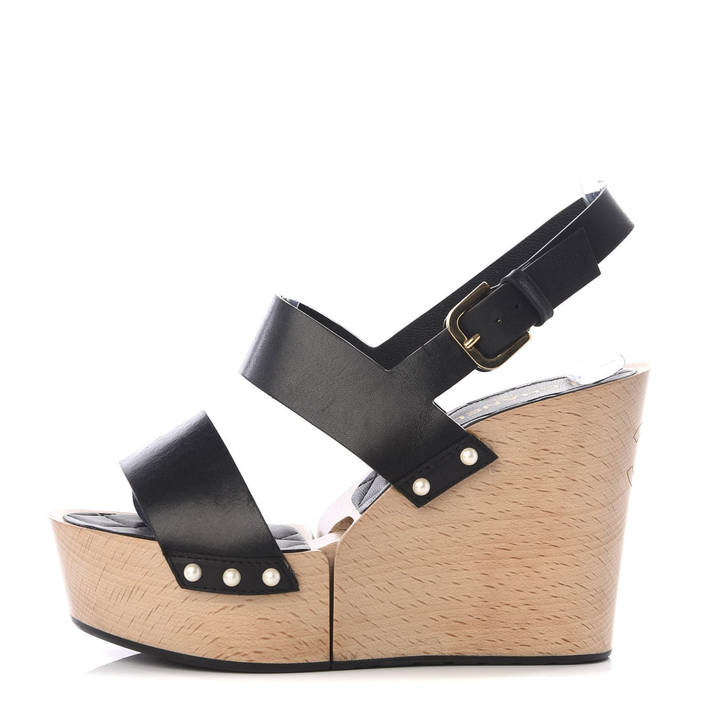 Wood Calfskin CC Hinge Wedge 35 Black