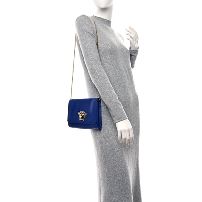 Versace Lambskin Palazzo Chain Evening Bag Blue 2 of 10