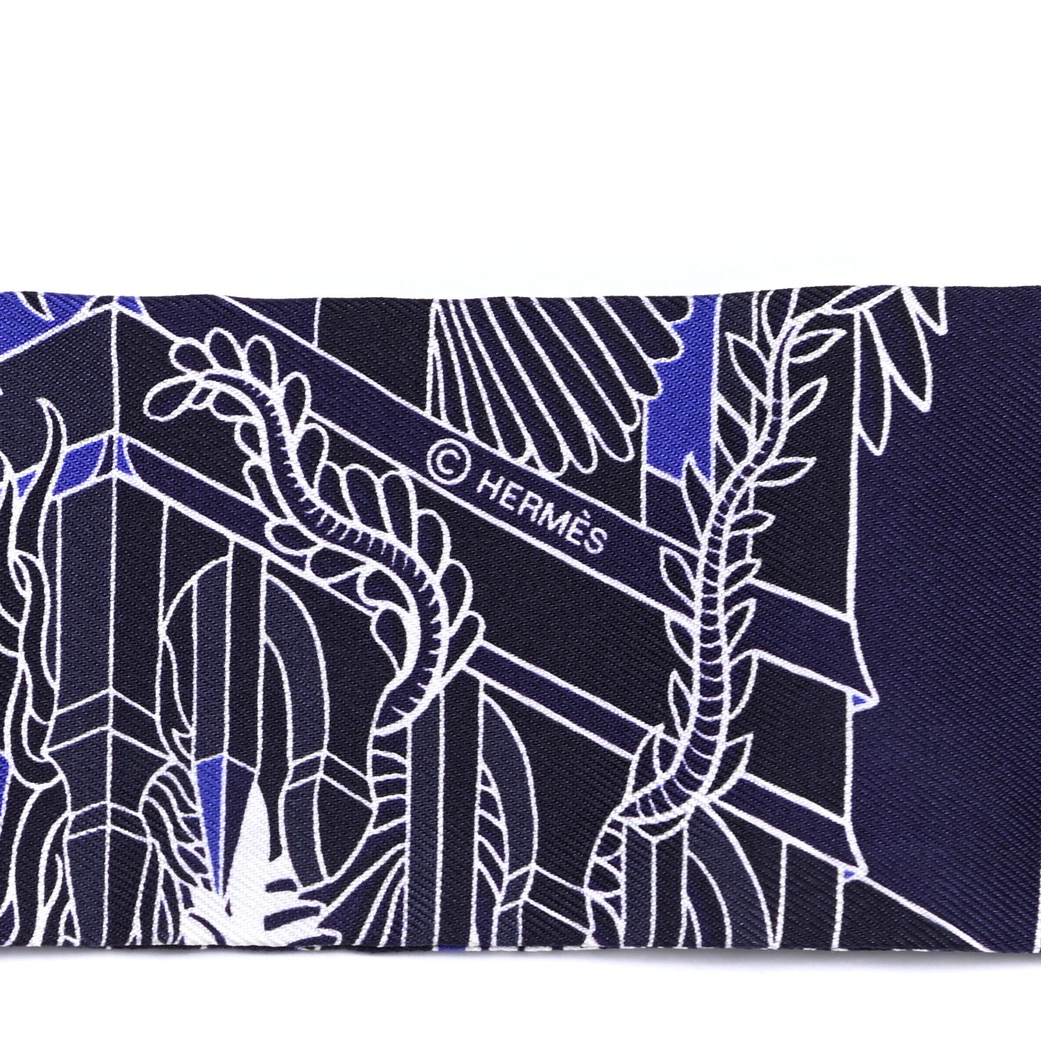 Hermes Silk Animapolis Plumetis Twilly Marine Bleu Royal 3 of 4