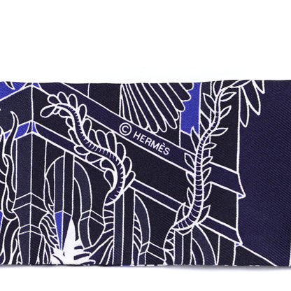 Hermes Silk Animapolis Plumetis Twilly Marine Bleu Royal 3 of 4