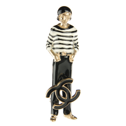 Chanel Enamel Coco Charm Brooch Black Gold 1 of 5