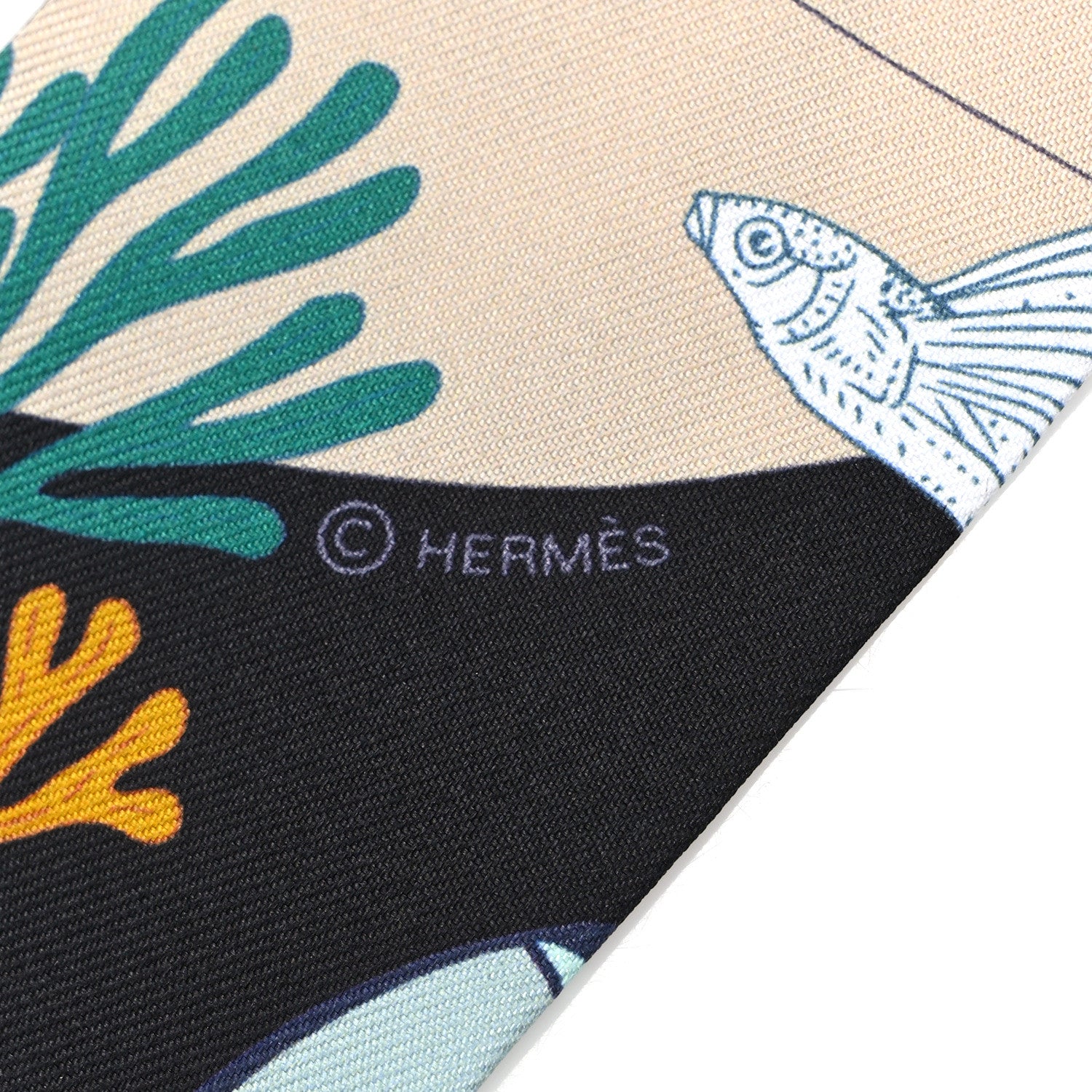 Hermes Silk Precious Paradise Twilly Black Beige Multicolor 3 of 4