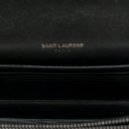 Saint Laurent Elaphe Nappa Monogram Sunset Chain Wallet Black White 4 of 8