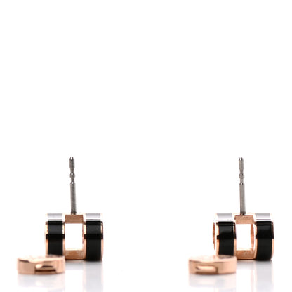 Hermes Rose Gold Lacquered Pop H Earrings Black 3 of 5
