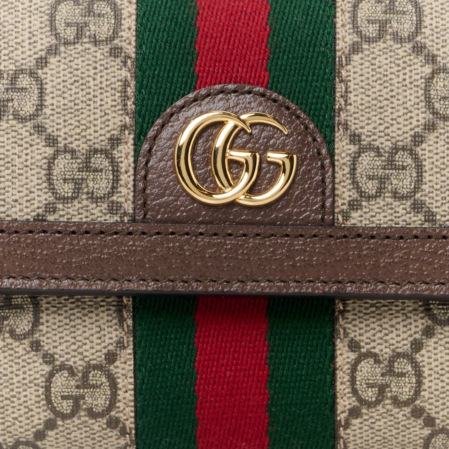 GG Supreme Monogram Web Ophidia Continental Wallet Brown