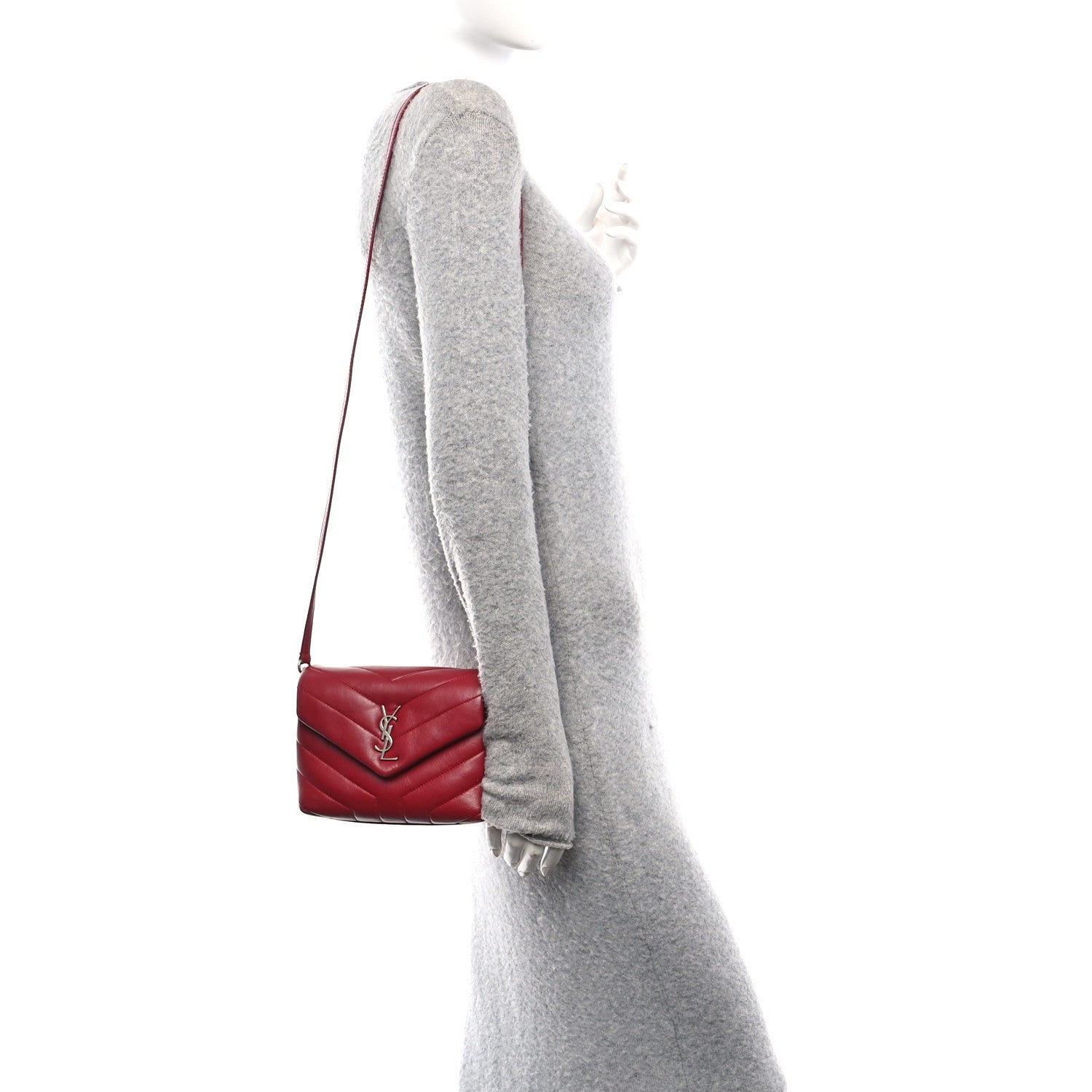 Saint Laurent Calfskin Y Quilted Monogram Toy Loulou Crossbody Bag New Lipstick 2 of 14